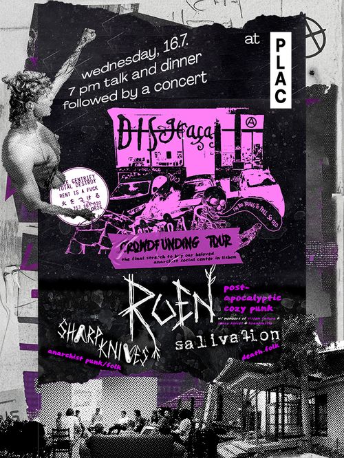 Solidarity Evening for Disgraça: Conversation & Concert (Ruen, Salivation & Sharp Knives) 