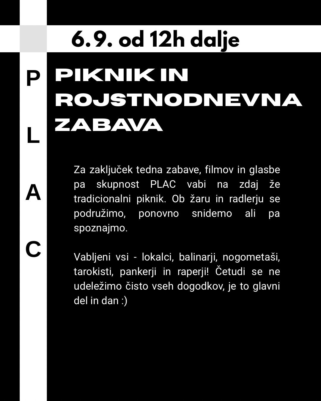 PLAC praznuje: piknik in rojstnodnevna zabava